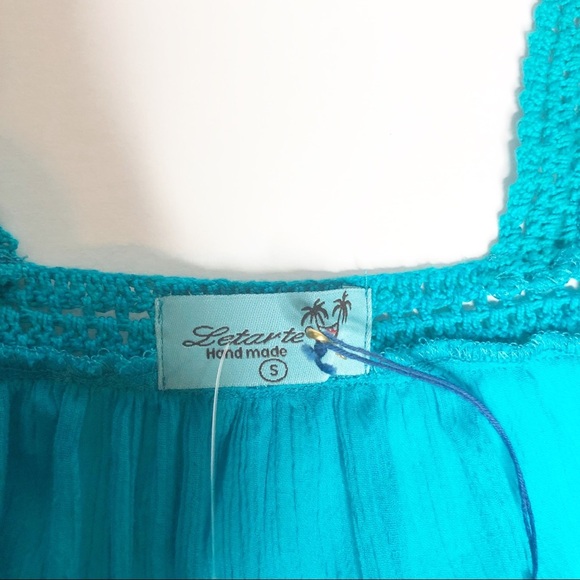 NWT LeTarte Blue Hand Embroidered Blouse s - Picture 8 of 8